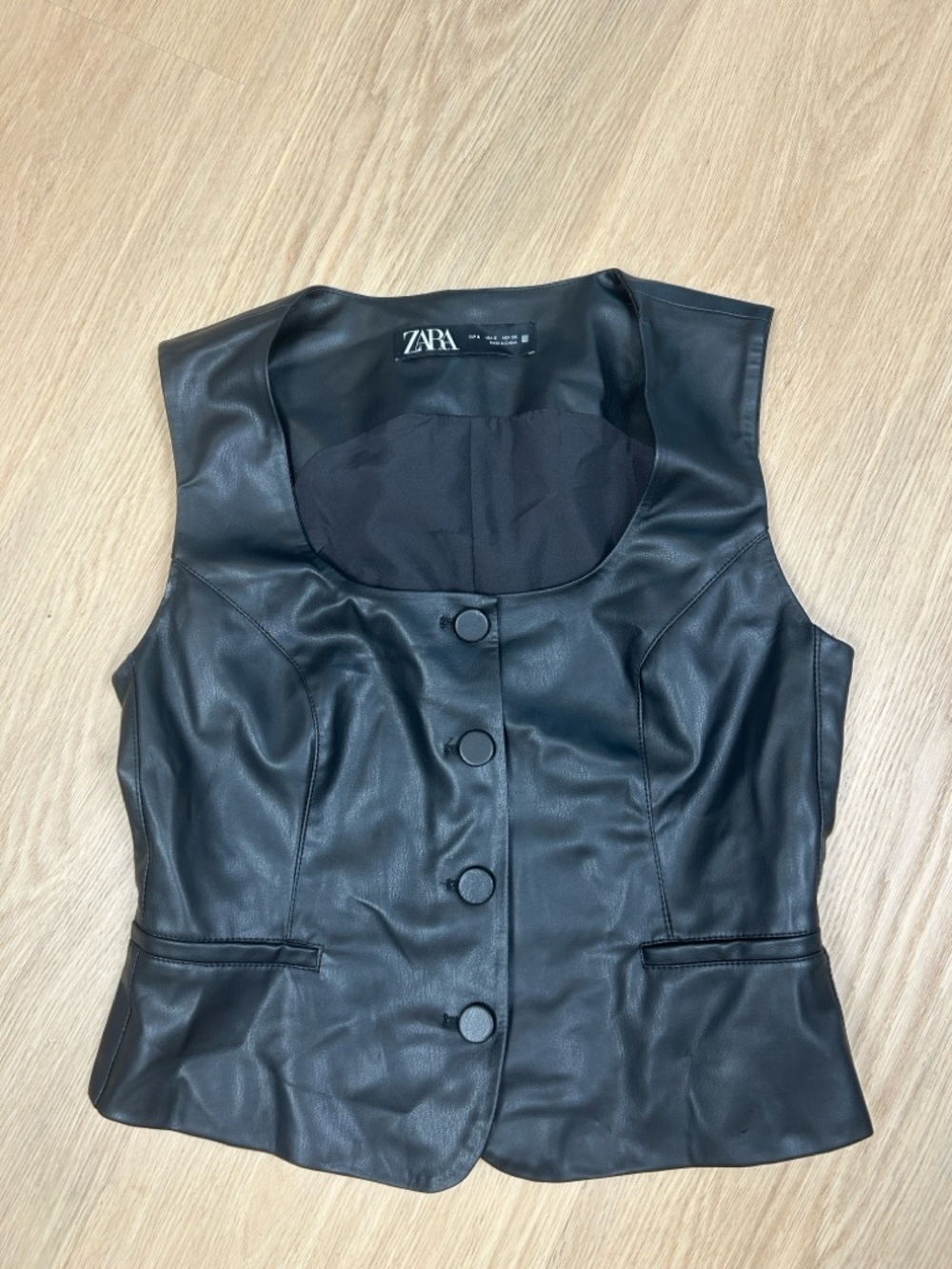 Zara Faux Leather Button Front Vest S - Picture 2 of 5